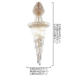 Lampadario di cristallo di lusso moderno europeo grazioso lungo pendente duplex scala