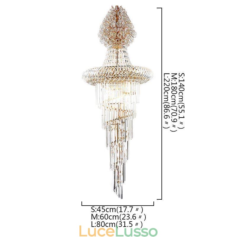 Lampadario di cristallo di lusso moderno europeo grazioso lungo pendente duplex scala