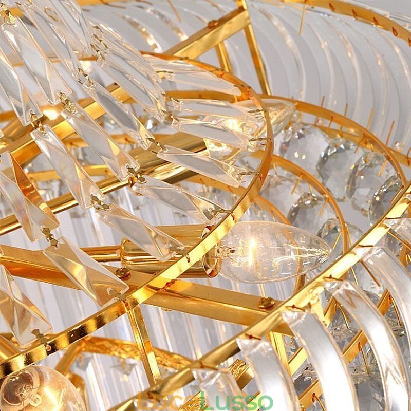 Lampadario di cristallo di lusso moderno europeo grazioso lungo pendente duplex scala