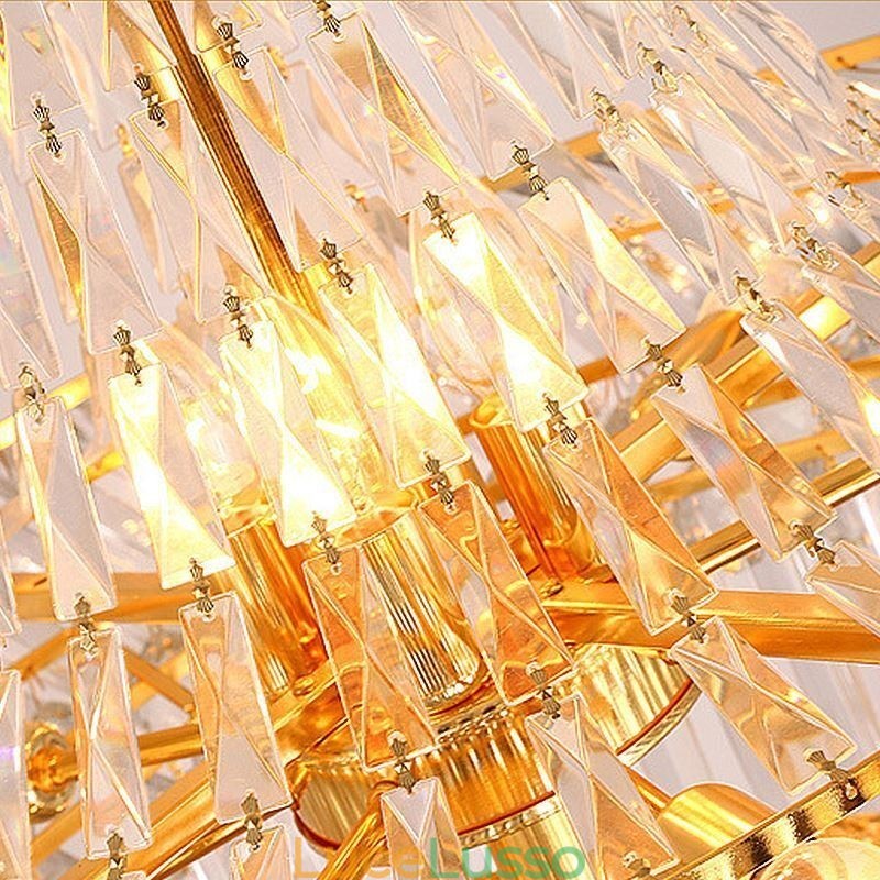 Lampadario di cristallo di lusso moderno europeo grazioso lungo pendente duplex scala