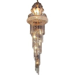Grazioso lampadario di cristallo moderno semplice lungo pendente duplex scala