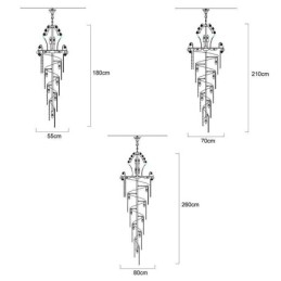 Grazioso lampadario di cristallo moderno semplice lungo pendente duplex scala