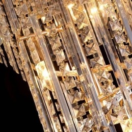 Grazioso lampadario di cristallo moderno semplice lungo pendente duplex scala