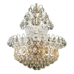 Lampadario moderno in stile impero dorato, semplice lampada a sospensione in cristallo