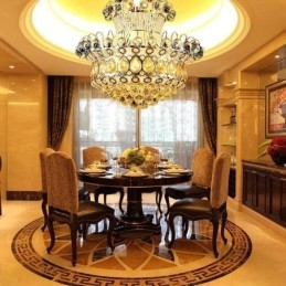 Lampadario moderno in stile impero dorato, semplice lampada a sospensione in cristallo