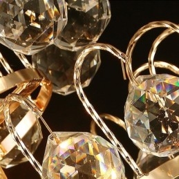 Lampadario moderno in stile impero dorato, semplice lampada a sospensione in cristallo