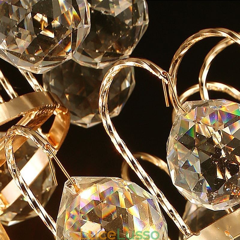 Lampadario moderno in stile impero dorato, semplice lampada a sospensione in cristallo