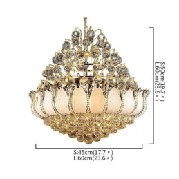 Lampadario Impero in Cristallo Contemporaneo Colore Oro Lampada a Sospensione Lotus