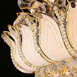 Lampadario Impero in Cristallo Contemporaneo Colore Oro Lampada a Sospensione Lotus