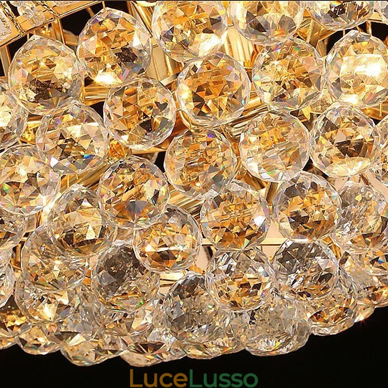 Lampadario Impero in Cristallo Contemporaneo Colore Oro Lampada a Sospensione Lotus