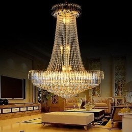 Elegante lampadario di cristallo europeo a sospensione lunga lampadario a sospensione duplex scala