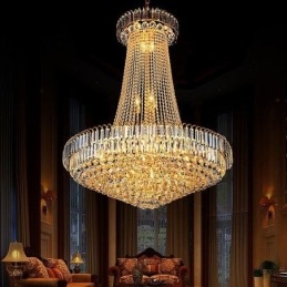 Elegante lampadario di cristallo europeo a sospensione lunga lampadario a sospensione duplex scala