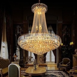 Elegante lampadario di cristallo europeo a sospensione lunga lampadario a sospensione duplex scala