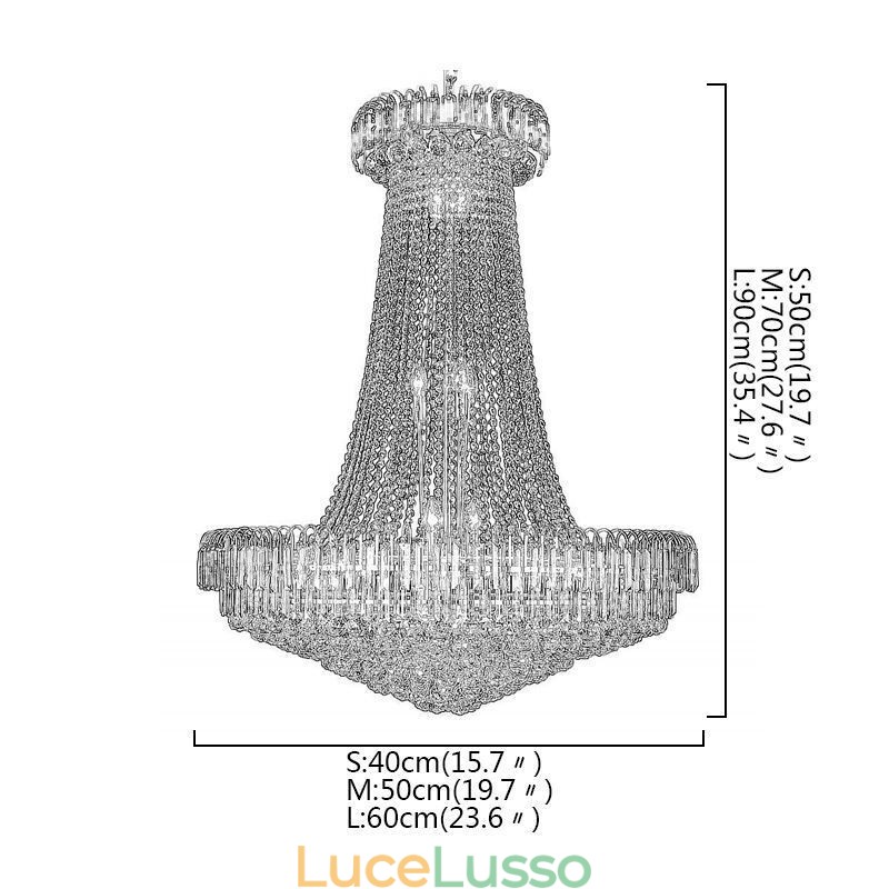 Elegante lampadario di cristallo europeo a sospensione lunga lampadario a sospensione duplex scala