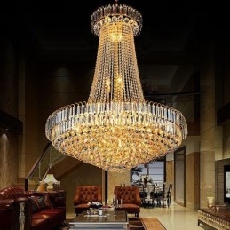 Elegante lampadario di cristallo europeo a sospensione lunga lampadario a sospensione duplex scala