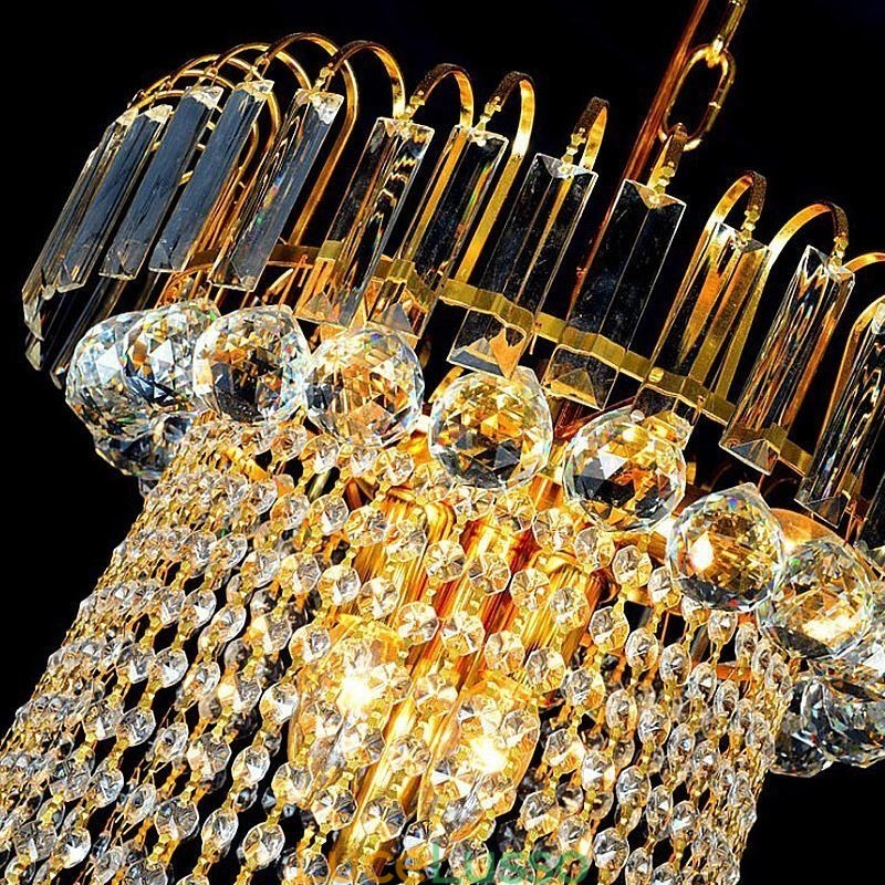 Elegante lampadario di cristallo europeo a sospensione lunga lampadario a sospensione duplex scala