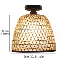 Lampada da soffitto rotonda creativa a semi-incasso in bambù, illuminazione per vestibolo