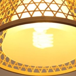 Lampada da soffitto rotonda creativa a semi-incasso in bambù, illuminazione per vestibolo