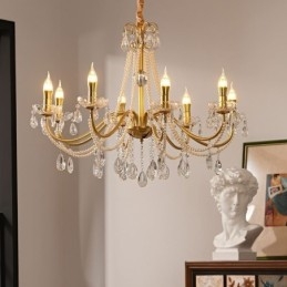Lampada a sospensione in cristallo americano, stile country, lampada da soffitto in ferro creativo