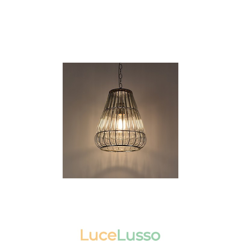 Lampadario moderno in vetro cromato contemporaneo