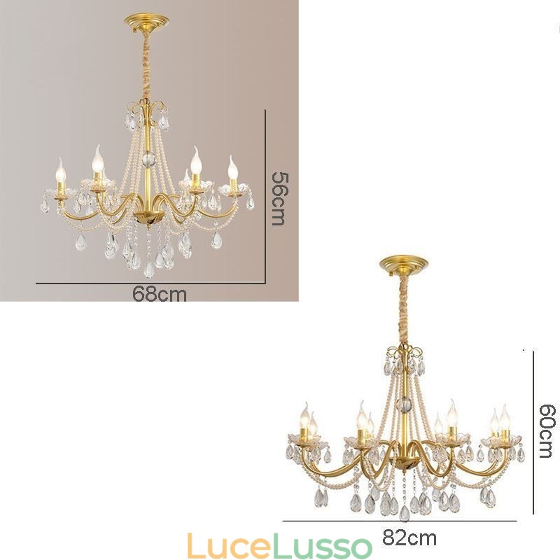 Lampada a sospensione in cristallo americano, stile country, lampada da soffitto in ferro creativo