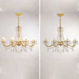 Lampada a sospensione in cristallo americano, stile country, lampada da soffitto in ferro creativo