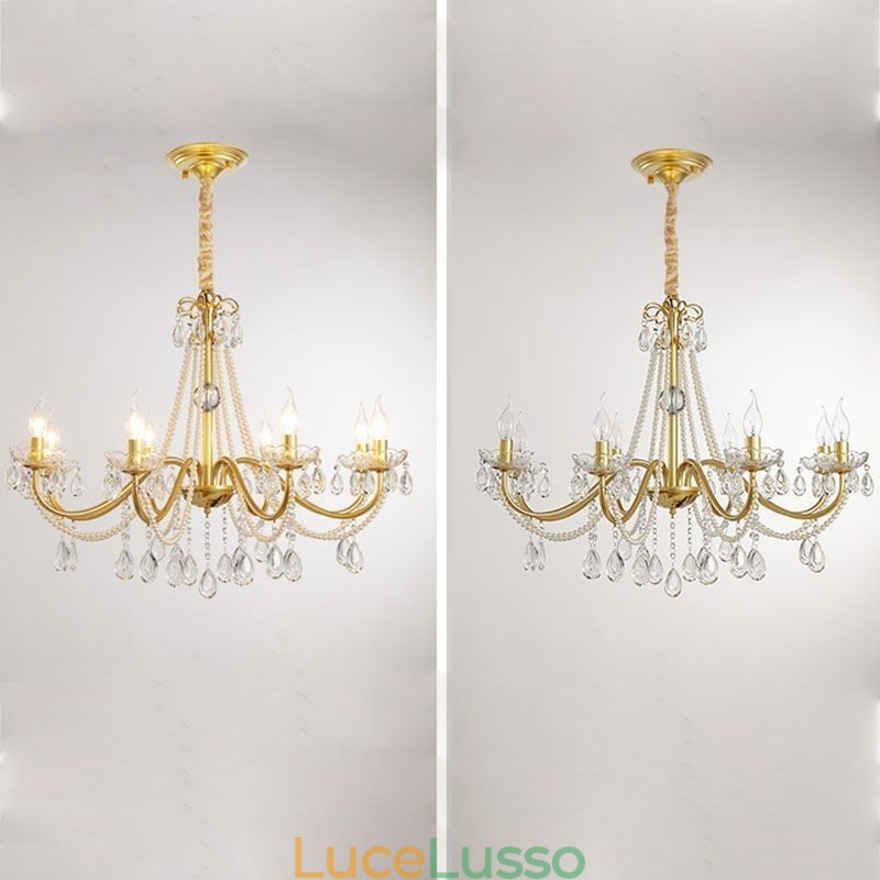 Lampada a sospensione in cristallo americano, stile country, lampada da soffitto in ferro creativo