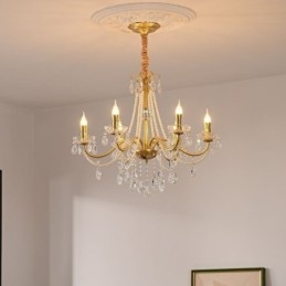 Lampada a sospensione in cristallo americano, stile country, lampada da soffitto in ferro creativo