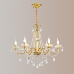 Lampada a sospensione in cristallo americano, stile country, lampada da soffitto in ferro creativo