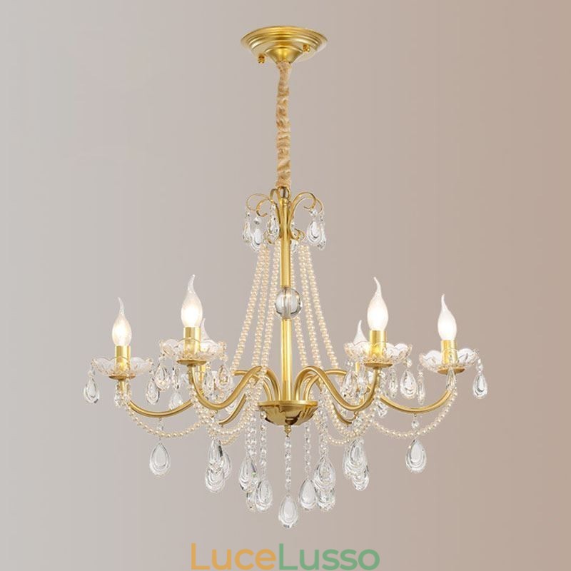 Lampada a sospensione in cristallo americano, stile country, lampada da soffitto in ferro creativo