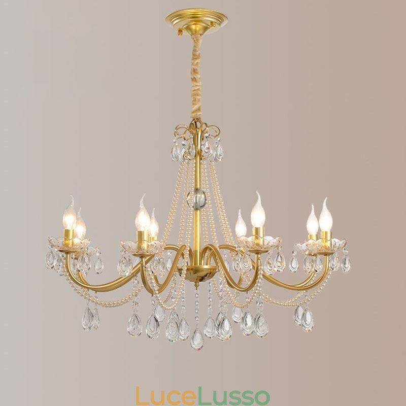 Lampada a sospensione in cristallo americano, stile country, lampada da soffitto in ferro creativo