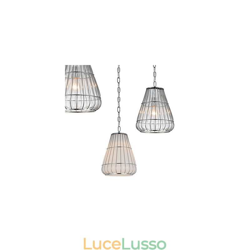Lampadario moderno in vetro cromato contemporaneo