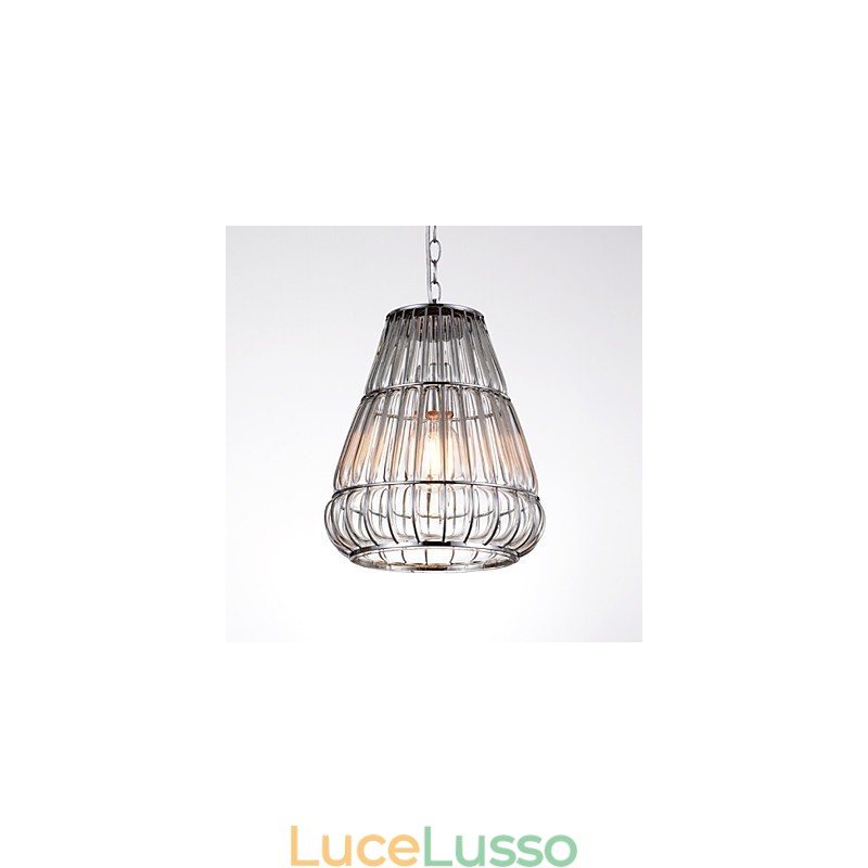 Lampadario moderno in vetro cromato contemporaneo