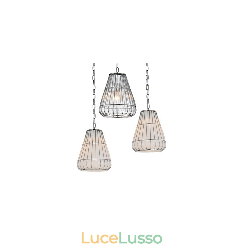 Lampadario moderno in vetro cromato contemporaneo
