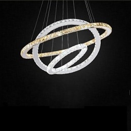 Lampade a sospensione Ambra e trasparente K9 Lampadario in cristallo Luci Illuminazione con 3 anelli