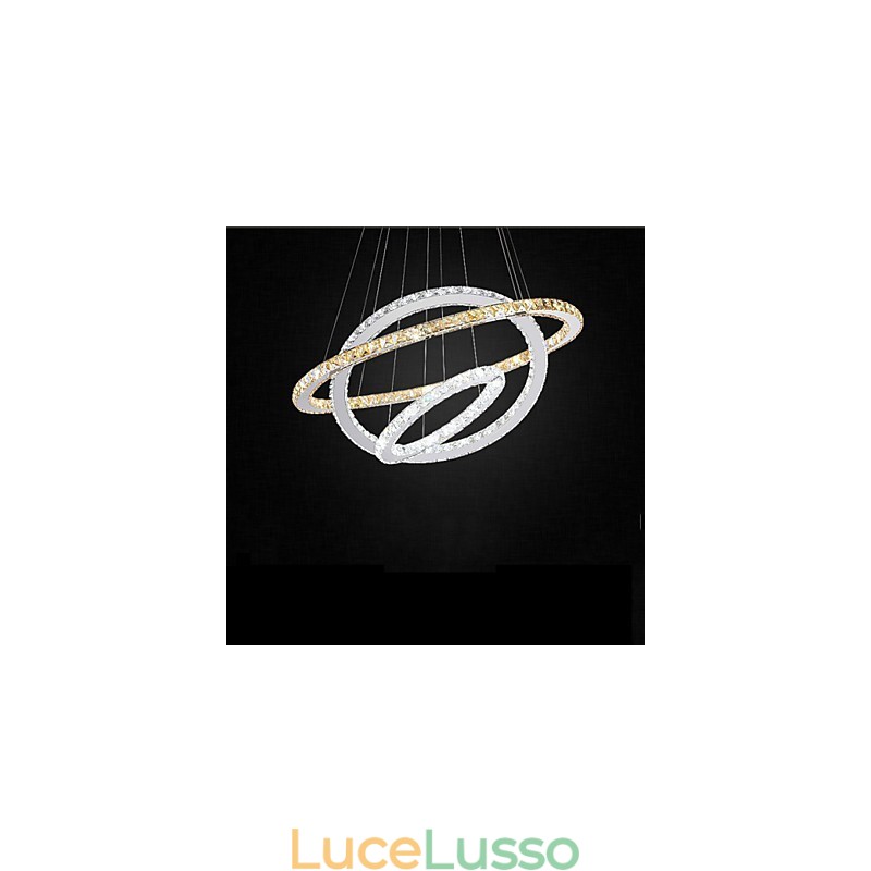 Lampade a sospensione Ambra e trasparente K9 Lampadario in cristallo Luci Illuminazione con 3 anelli
