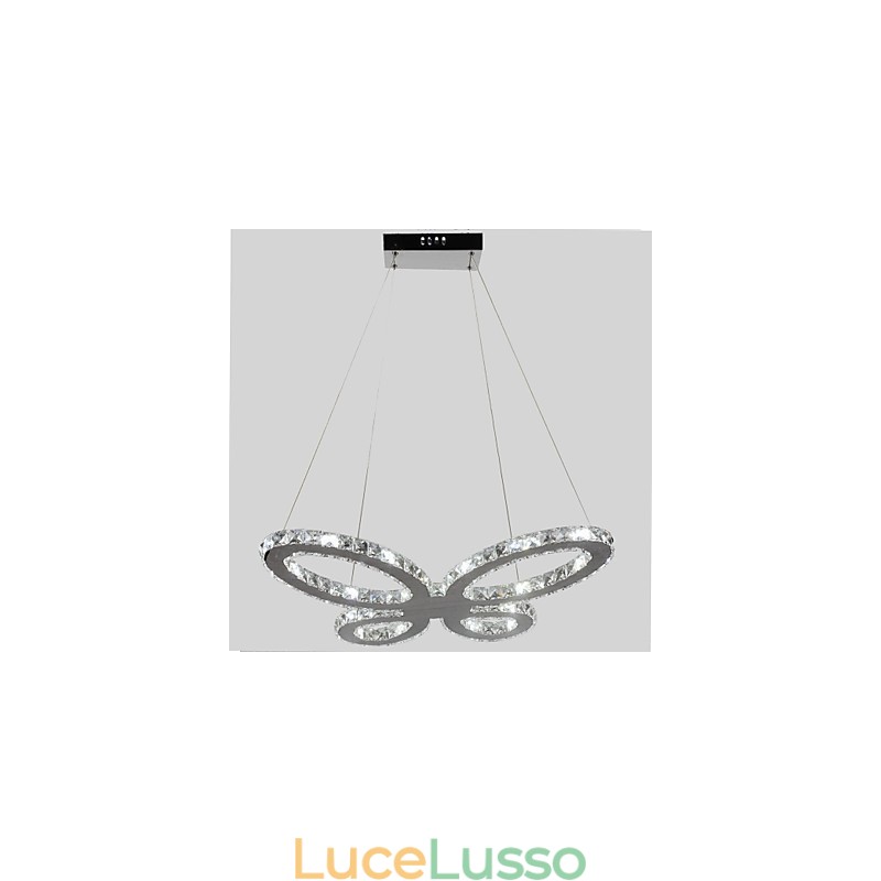 Lampadario moderno contemporaneo in metallo cromato