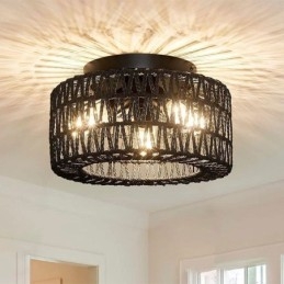 Lampada da soffitto a gabbia intrecciata americana a filo in stile country