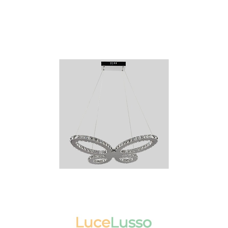 Lampadario moderno contemporaneo in metallo cromato