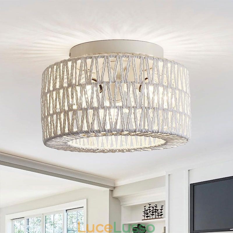 Lampada da soffitto a gabbia intrecciata americana a filo in stile country