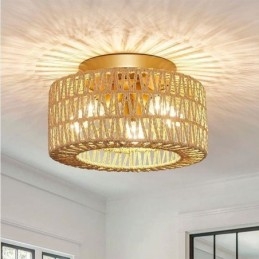 Lampada da soffitto a gabbia intrecciata americana a filo in stile country
