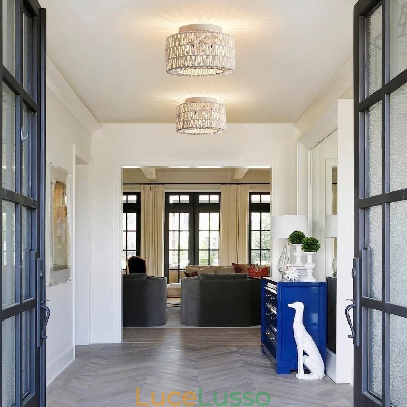 Lampada da soffitto a gabbia intrecciata americana a filo in stile country