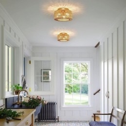 Lampada da soffitto a gabbia intrecciata americana a filo in stile country