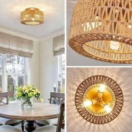 Lampada da soffitto a gabbia intrecciata americana a filo in stile country