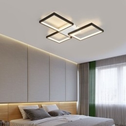 Plafoniera minimalista a 3 luci quadrate a filo, dimmerabile in continuo con telecomando, 60 W