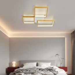 Plafoniera minimalista a 3 luci quadrate a filo, dimmerabile in continuo con telecomando, 60 W