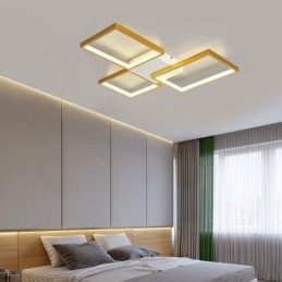 Plafoniera minimalista a 3 luci quadrate a filo, dimmerabile in continuo con telecomando, 60 W