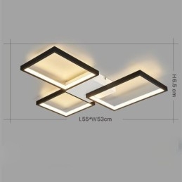 Plafoniera minimalista a 3 luci quadrate a filo, dimmerabile in continuo con telecomando, 60 W