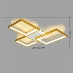 Plafoniera minimalista a 3 luci quadrate a filo, dimmerabile in continuo con telecomando, 60 W