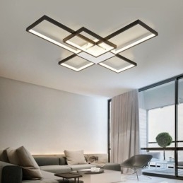 Lampada da soffitto minimalista a cinque luci quadrate con regolazione continua e telecomando da 92 W